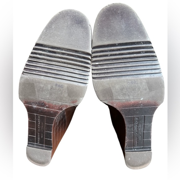 Robert Clergerie Brown Leather Ankle Boots Almond Toe Wedge Heel Women’s 7.5 - Picture 4 of 7